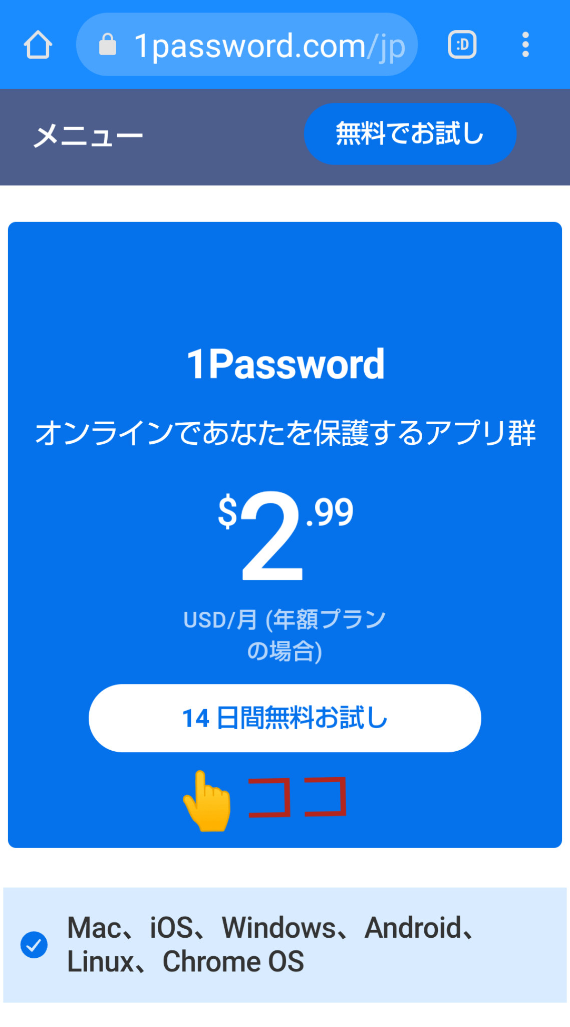 one password 14日間無料の写真